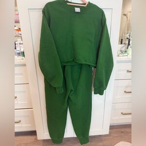 Aritzia Cozy Fleece Jogger Lounge Set Green Size Small